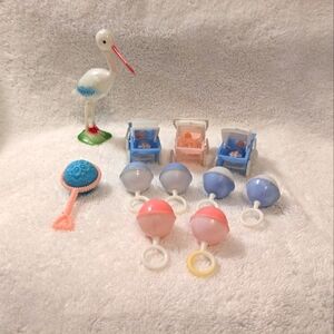 Vintage plastic baby shower cake toppers